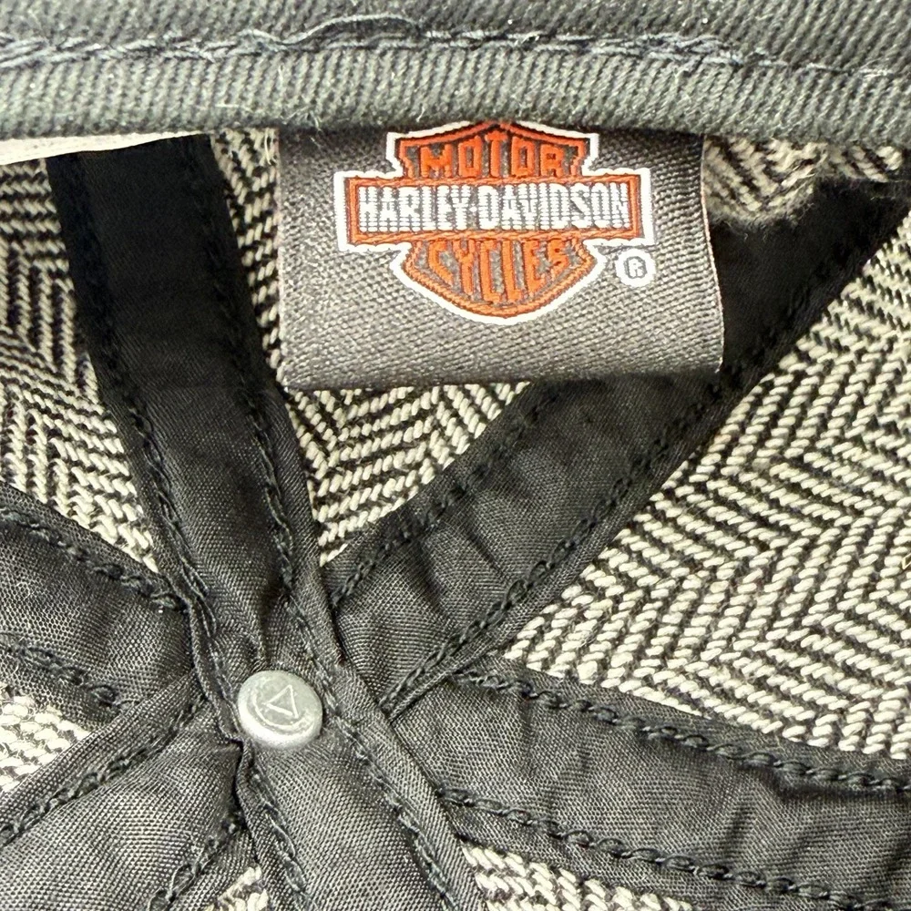 Harley-Davidson Womens Newsboy Trendsetter Black/Gray Tweed Adjustable Cap Hat